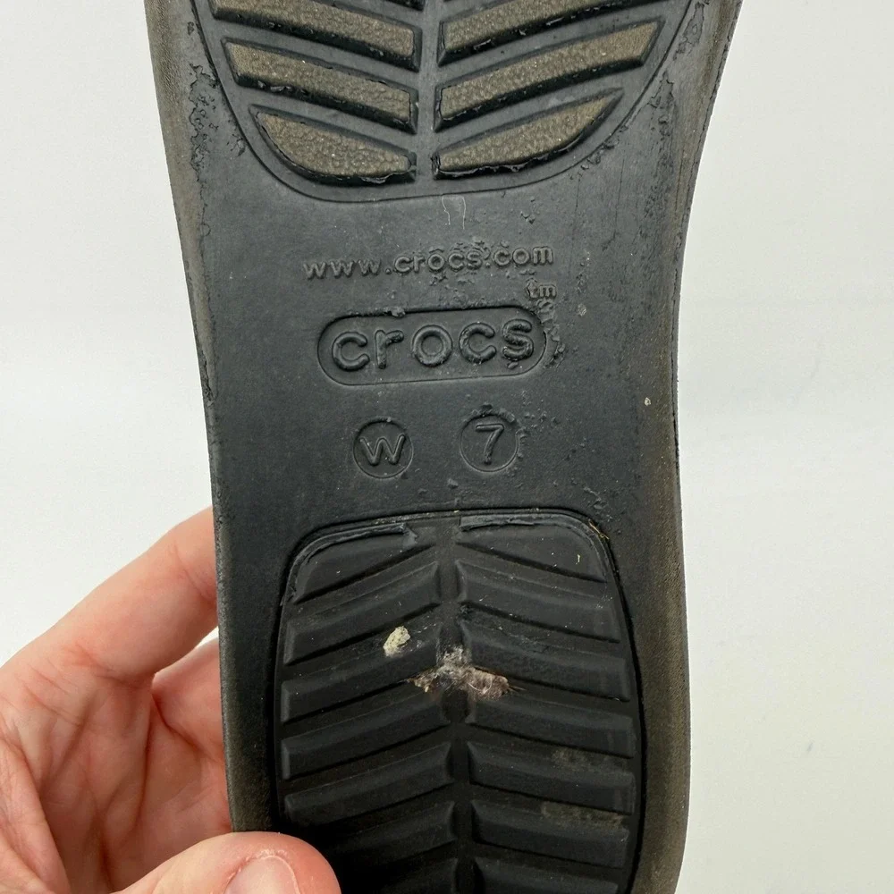 Crocs Brooklyn Strappy Low Wedge Sandal Black Tortoise Women 7 Platform Y2K